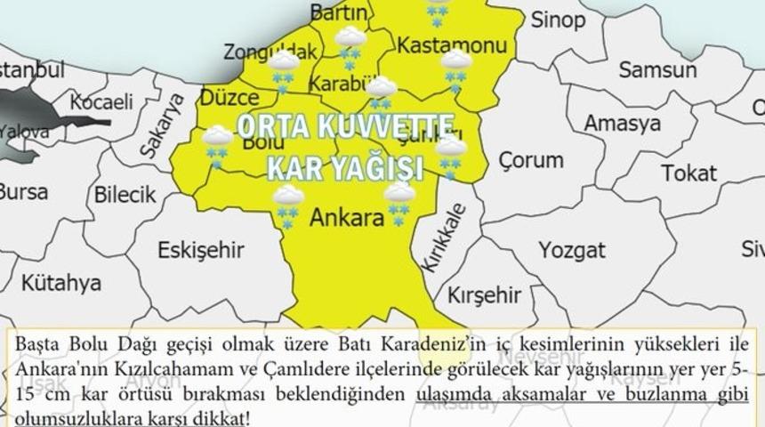 Meteoroloji’den kar ve buzlanma uyarısı