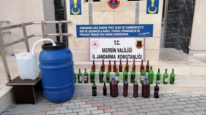 Mersin’de 239 litre kaçak içki ele geçirildi