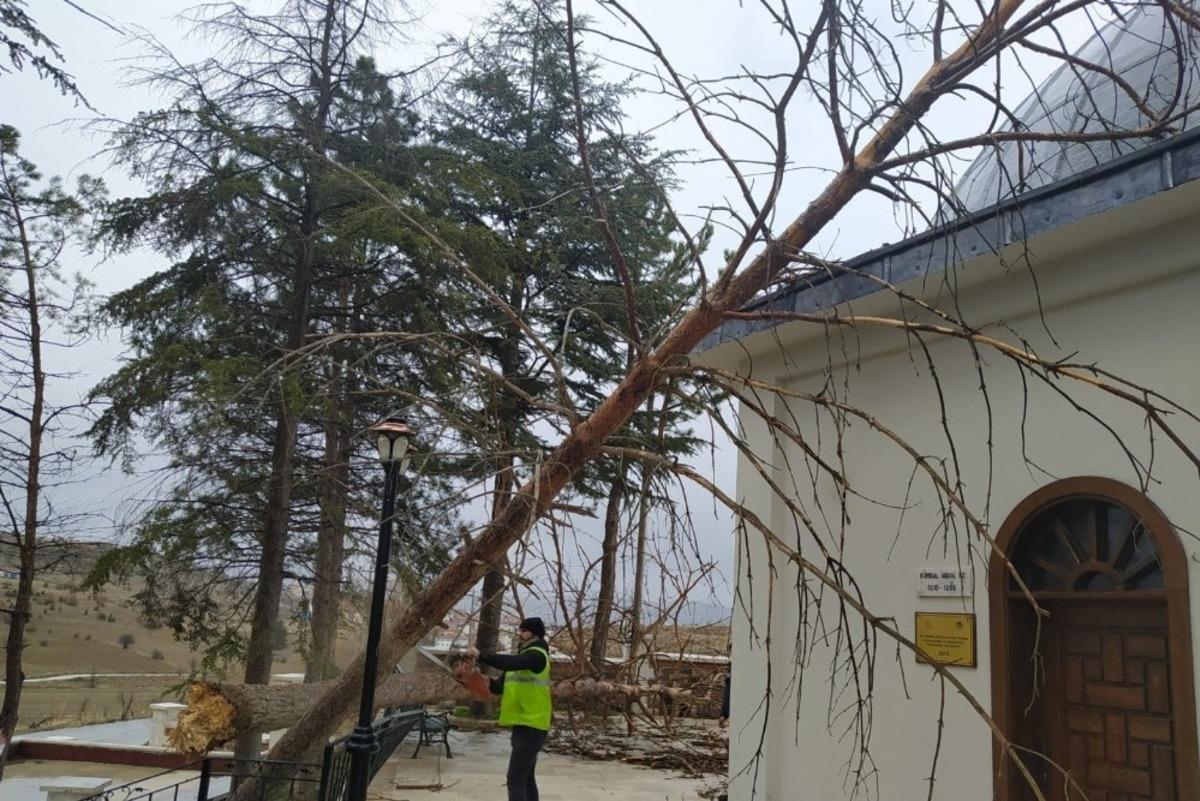 Boz&uuml;y&uuml;k&rsquo;te fırtına hasara yol a&ccedil;tı