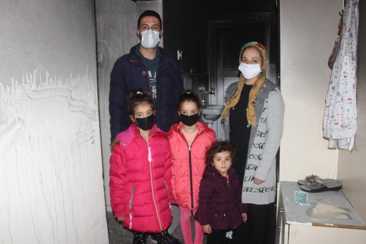 Beş kişilik aile yangında evsiz kaldı