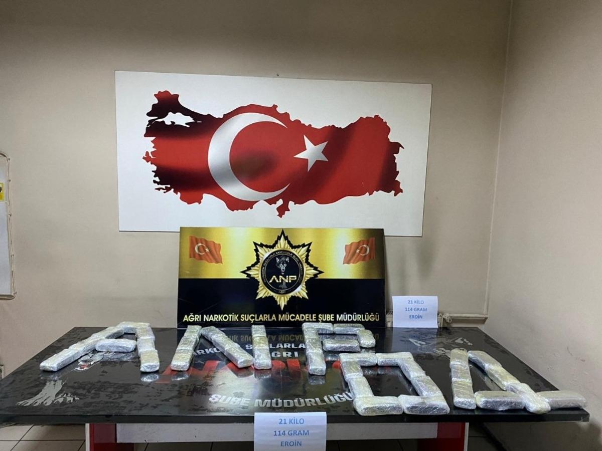 Ağrı&rsquo;da 21 kilogram eroin ele ge&ccedil;irildi