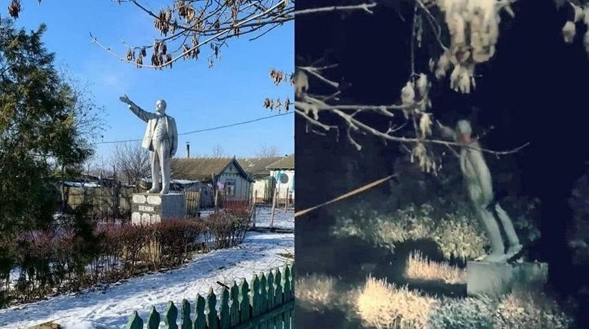 Ukrayna’daki son Lenin heykeli de yıkıldı