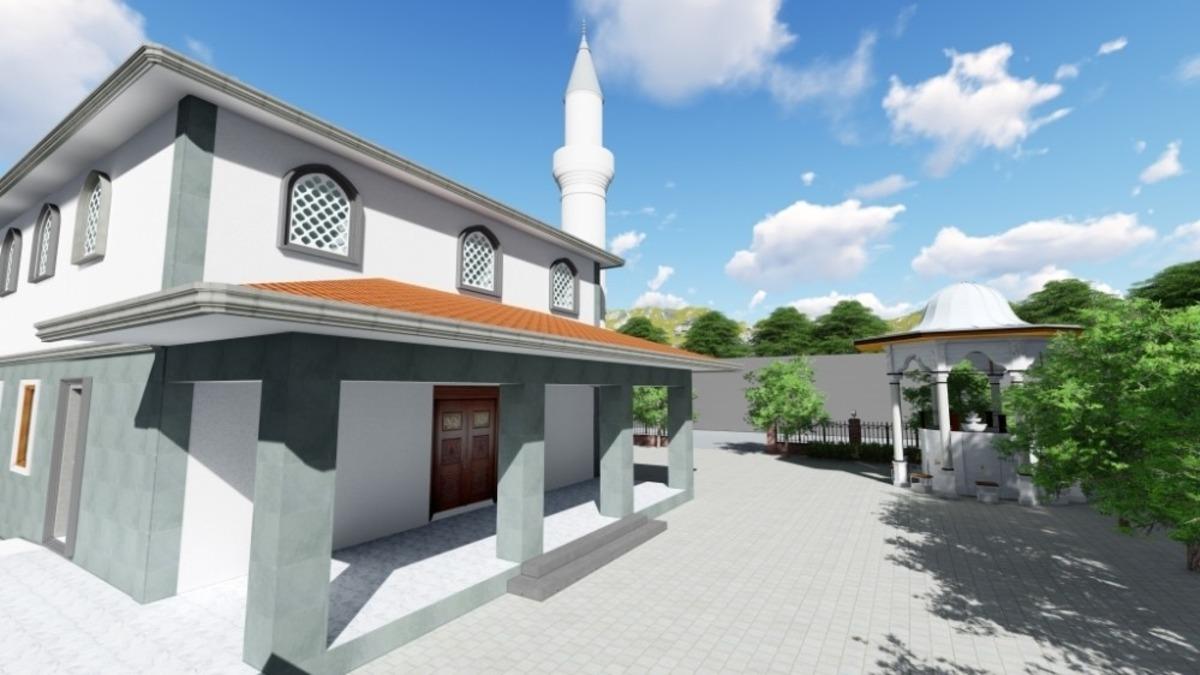 Depremde hasar g&ouml;ren ve sonrasında yıkılan cami yeniden yapılıyor