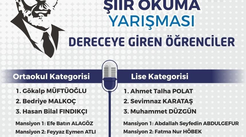 B&uuml;y&uuml;kşehir&rsquo;in en anlamlı şiir seslendirme yarışması sonu&ccedil;landı