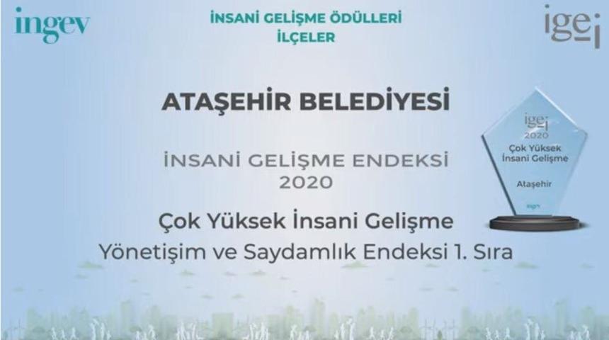 Ataşehir Belediyesine &ccedil;ok y&uuml;ksek insani gelişme &ouml;d&uuml;l&uuml;