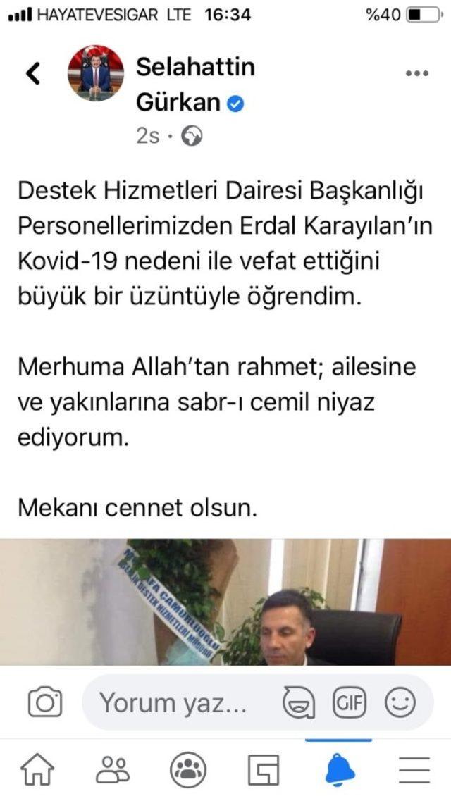 Malatya Büyükşehir personeli Karayılan Covid-19’a yenildi