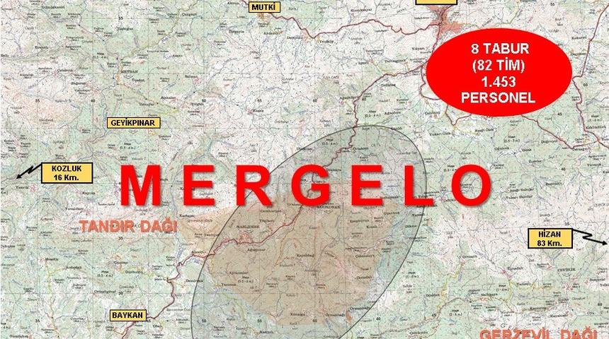 İçişleri Bakanlığınca Bitlis ve Siirt illerinde “Eren -6 Mergelo” Operasyonu başlatıldı. Operasyonda, Jandarma Komando, Jandarma Özel Harekat (JÖH), Polis Özel Harekat (PÖH) ve Güvenlik Korucu timlerinden oluşan bin 453 personel görev alıyor.