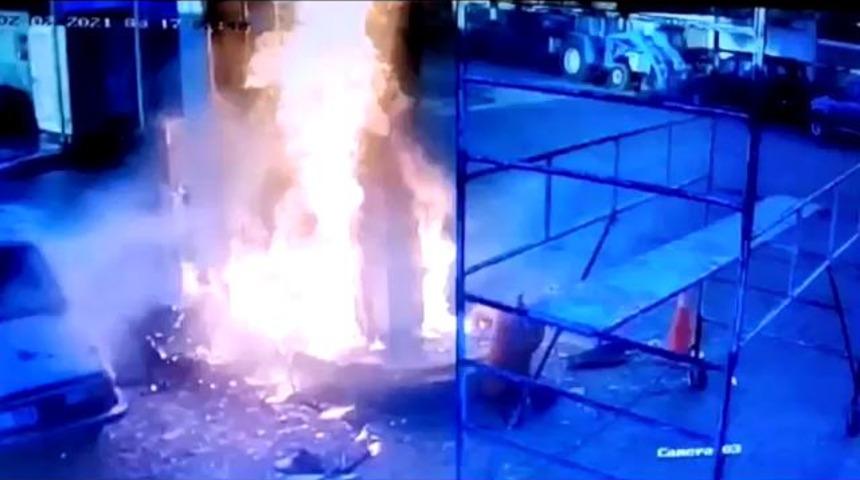 Trabzon'da akaryakıt istasyonunda çıkan yangında faciadan dönüldü