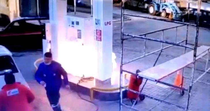 Akaryakıt istasyonunda faciadan dönüldü, o anlar kameraya yansıdı G4