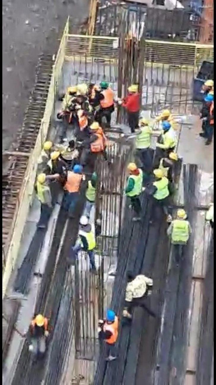 (Özel) Ataşehir’de inşaat işçileri arasındaki meydan dayağı kamerada G4