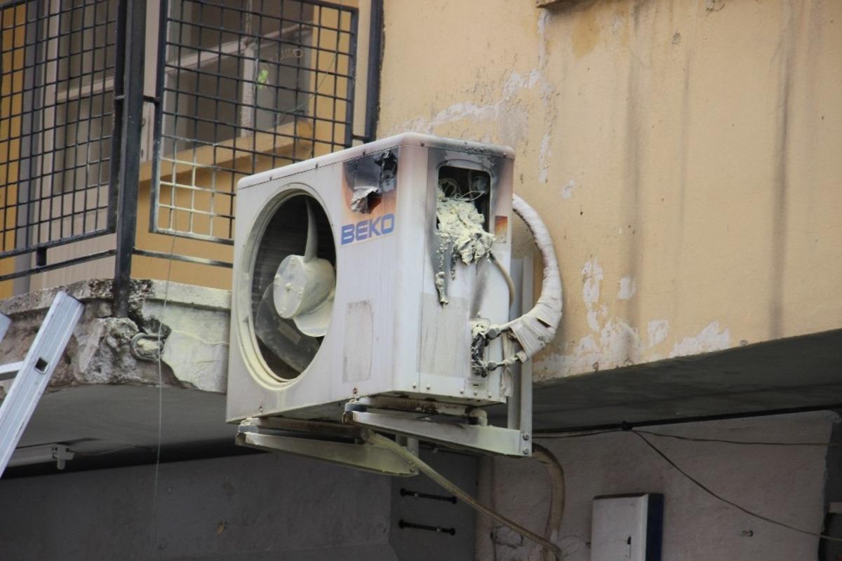 Klima motorundan &ccedil;ıkan yangın iş yerine zarar verdi