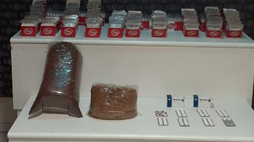 KOM polisinden ’kaçak tütün’ operasyonu: Kaçak tütün ve çok sayıda makaron ele geçirildi