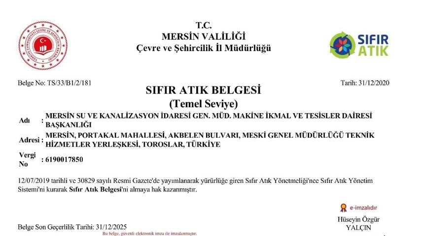 MESKİ atık yönetimini ’sıfır atık belgesi’ ile taçlandırdı