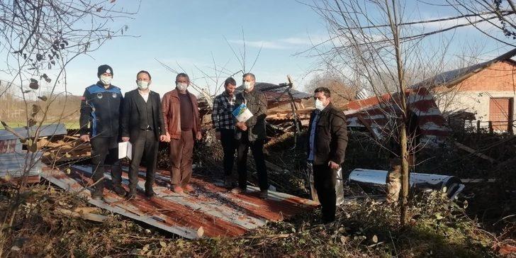 Rüzgardan çatısı uçan evlerde zarar tespit çalışmaları G1