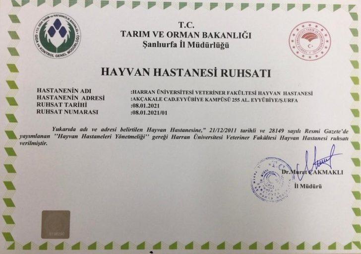 HRÜ Hayvan Hastanesi ruhsatını aldı G4