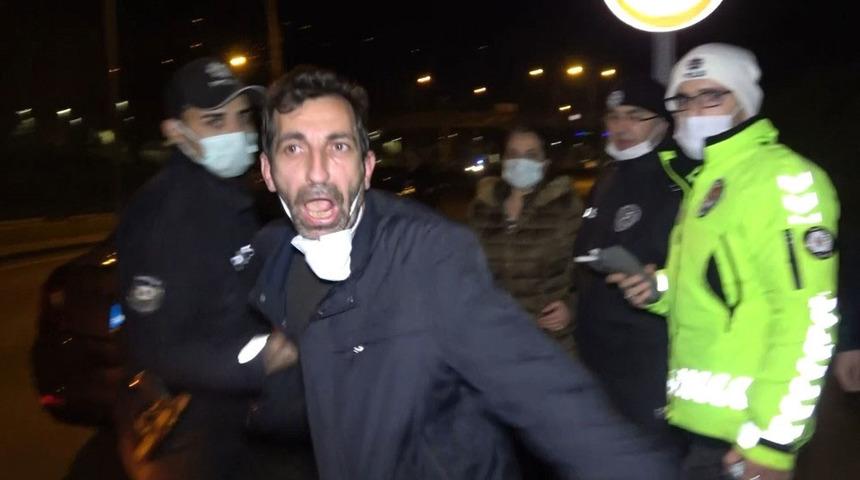 Kısıtlamada alkollü sürücünün tavırları pes dedirtti