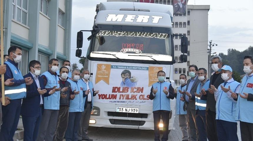 Tarsus’tan İdlib’e 1 tır gıda yardımı