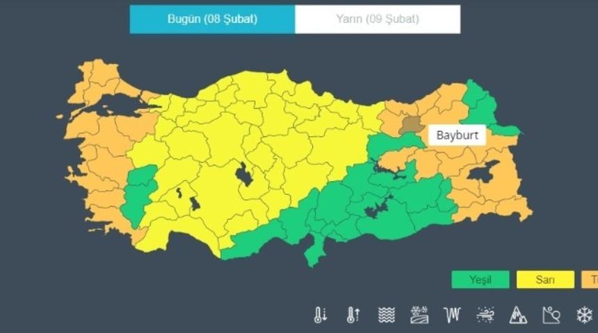 Bayburt i&ccedil;in şiddetli r&uuml;zgar uyarısı