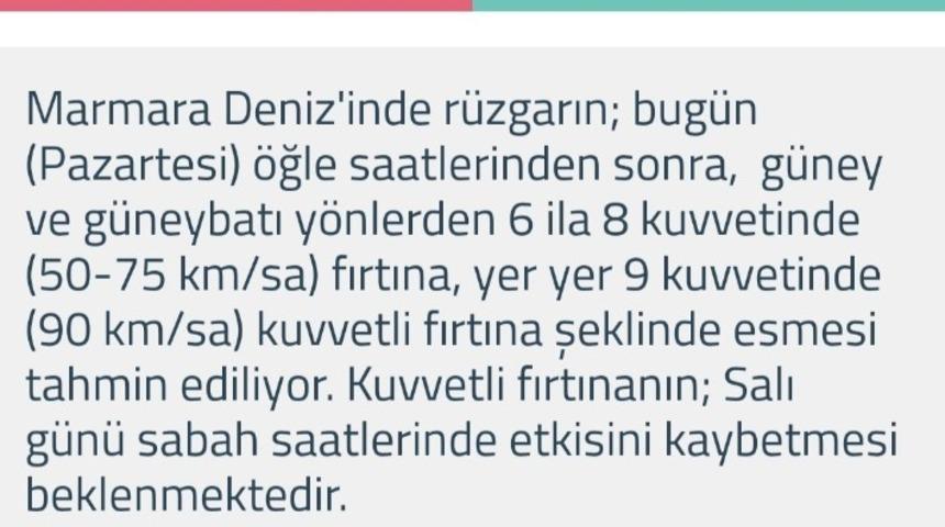 Marmara için fırtına ikazı