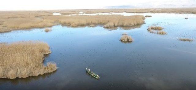 Eber Gölü’nde kaçak avcılar drone ile havadan tespit edildi