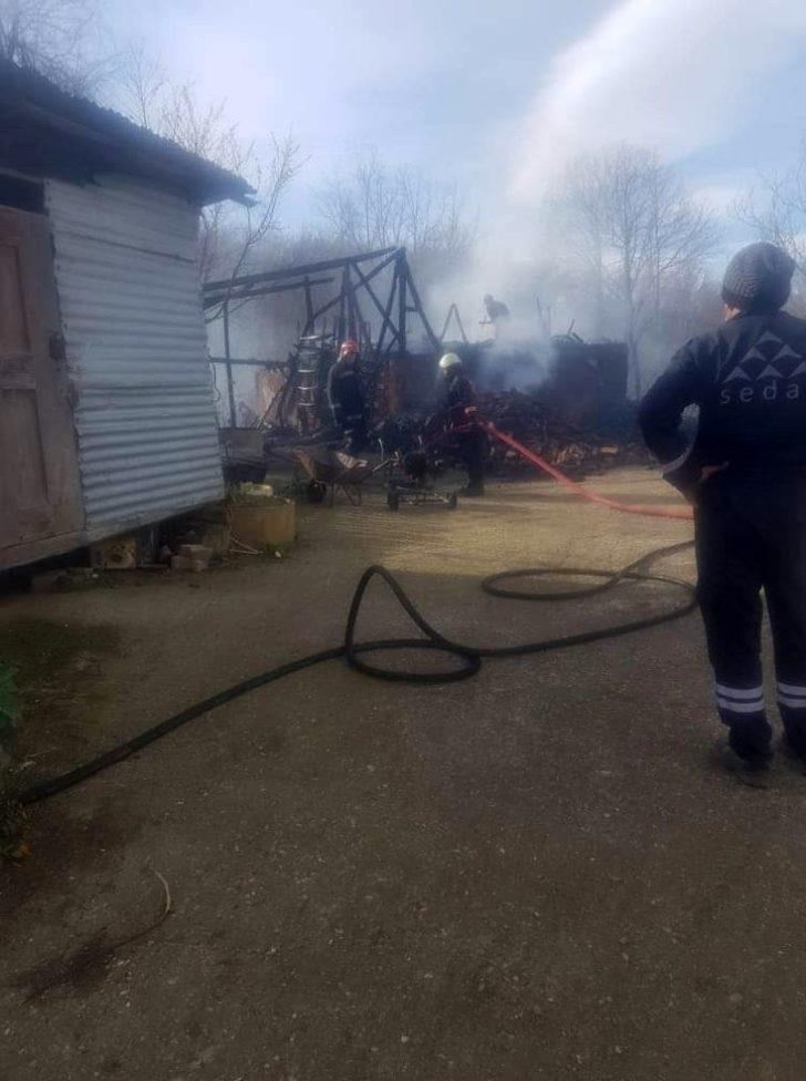 Kereste atölyesindeki yangında tavuklar ve köpek telef oldu G2