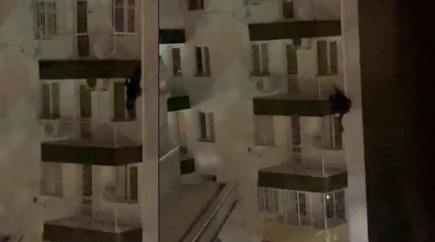 5. kattan örümcek gibi aşağı inen zanlı yakalanmaktan kurtulamadı
