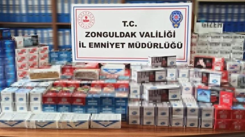 Çok miktarda kaçak makaron ve içki ele geçirildi