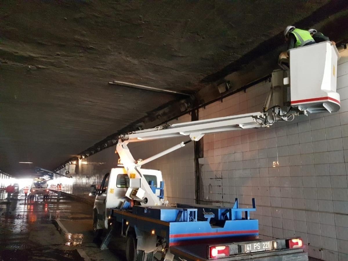 Derince T&uuml;neli&rsquo;nde aydınlatma bakım onarımı yapıldı