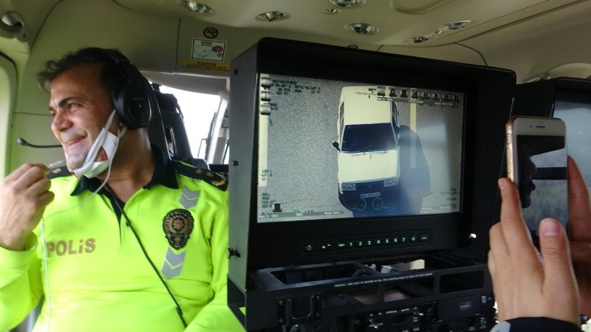 Hatay&rsquo;da helikopterli trafik denetimi