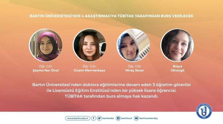 Bartın &Uuml;niversitesi&rsquo;nden 4 araştırmacıya T&Uuml;BİTAK tarafından burs verilecek