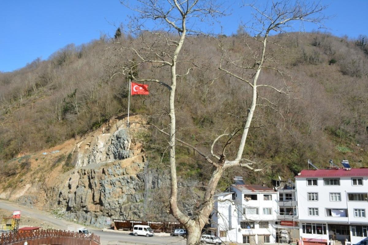 Heyelan sahasına T&uuml;rk bayrağı