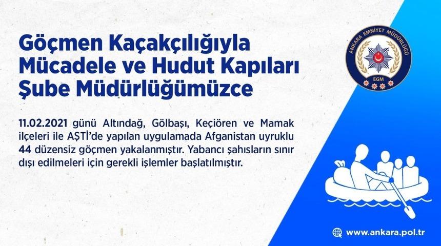 Başkent&rsquo;te 44 d&uuml;zensiz g&ouml;&ccedil;men yakalandı