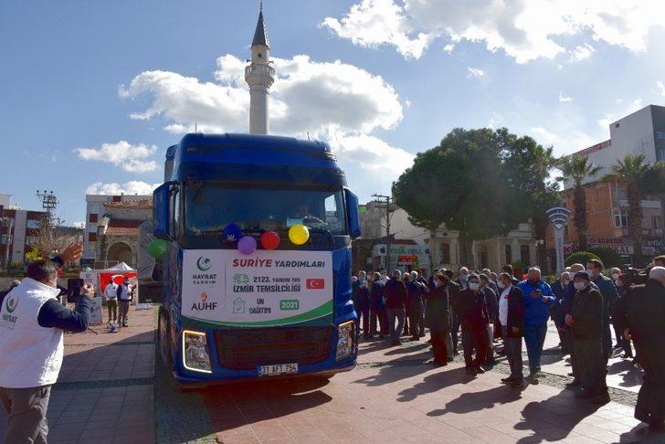 Aliağa’dan Suriye’ye iki tır yardım malzemesi gönderildi G4