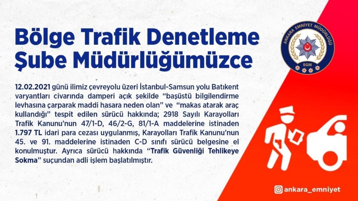 Trafikte dehşet sa&ccedil;an kamyon şof&ouml;r&uuml;ne ceza yağdı