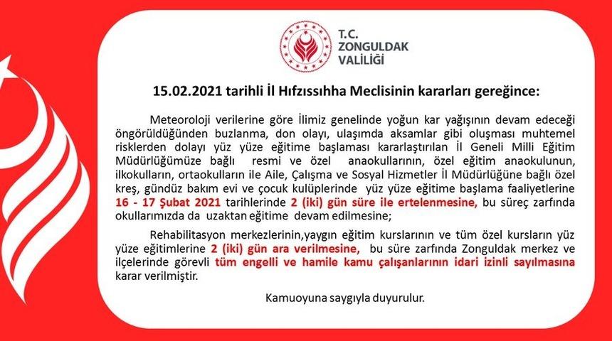 Zonguldak&rsquo;ta eğitime, hamile ve engellilere kar engeli