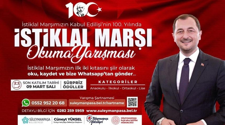 S&uuml;leymanpaşa Belediyesinden İstiklal Marşı okuma yarışması