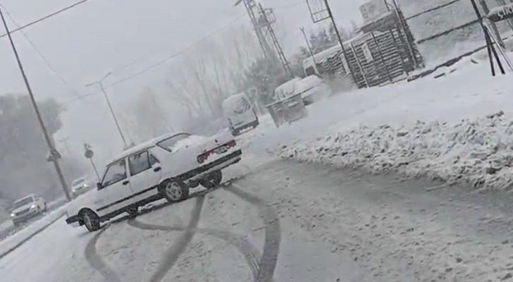 (Özel) Karda bile “drift” yapan sürücüler kamerada G1