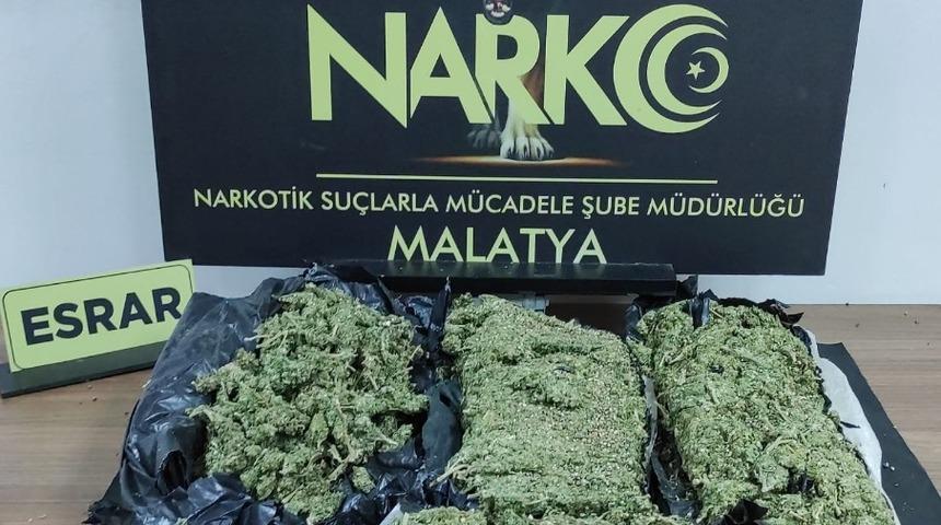 Malatya’da 3 kilo esrar ele geçirildi