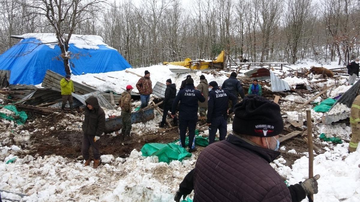 Şile&rsquo;de kar nedeniyle ahırın &ccedil;atısı &ccedil;&ouml;kt&uuml;, 10 hayvan telef oldu