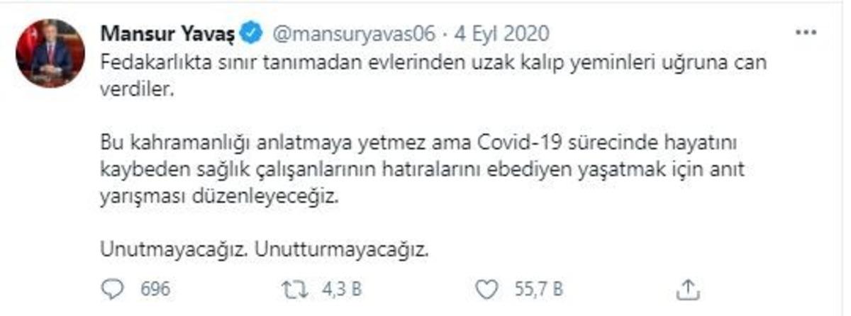 Pandemide yaşamını yitiren sağlık &ccedil;alışanları i&ccedil;in &lsquo;anma mekanı&rsquo; proje yarışması