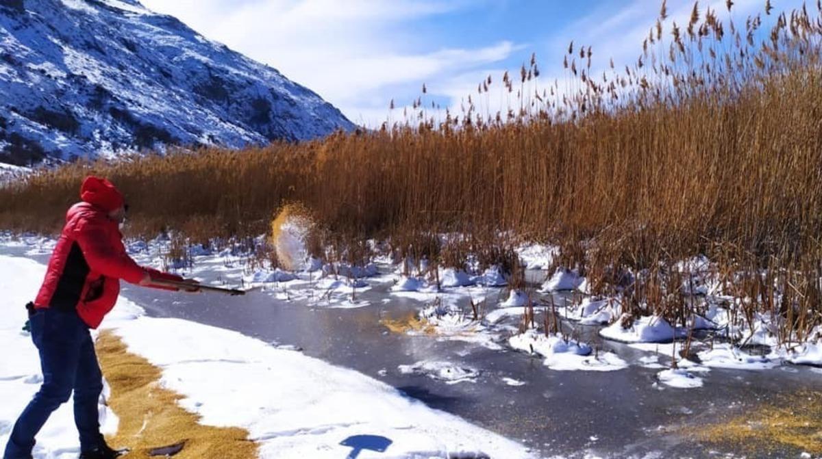 DKMP ekipleri yaban hayatı i&ccedil;in yemleme &ccedil;alışması yaptı