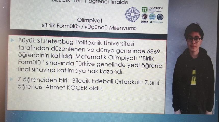 Bilecikli &ouml;ğrenci &rsquo;Uluslararası Matematik Olimpiyatı&rsquo;na katılacak