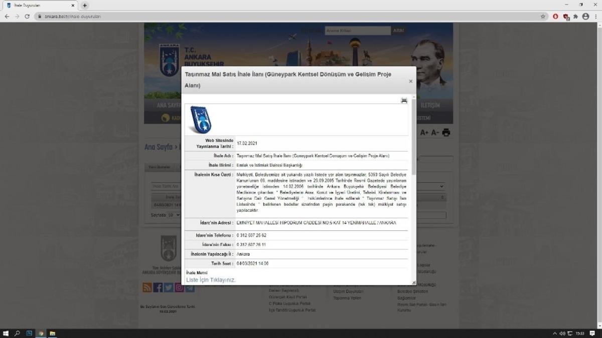 Ankara B&uuml;y&uuml;kşehir Belediyesi, &Ccedil;ankaya&rsquo;daki gayrimenkullerini satışa &ccedil;ıkarıyor