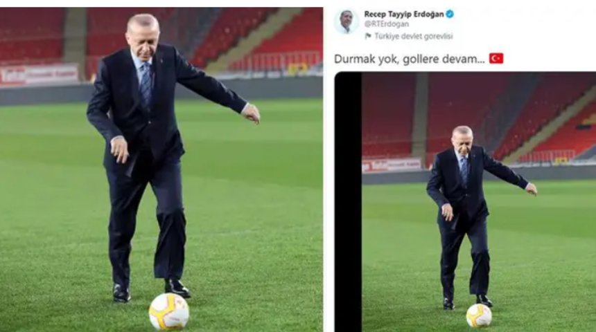 Cumhurbaşkanı Erdoğan'dan paylaşım: Durmak yok, gollere devam