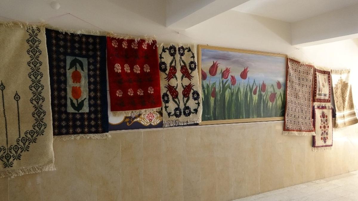 HEM ve İŞKUR destekli kursta &uuml;retilen halılar sergilendi