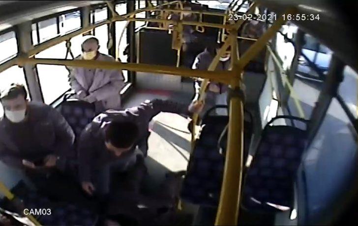 (Özel) Ani firen yapan otobüste savrulup yere düşen yaşlı kadın yaralandı G2