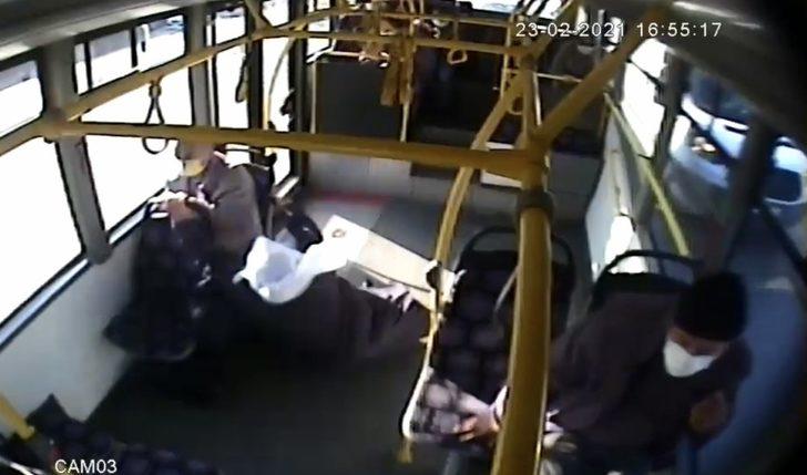 (Özel) Ani firen yapan otobüste savrulup yere düşen yaşlı kadın yaralandı G3