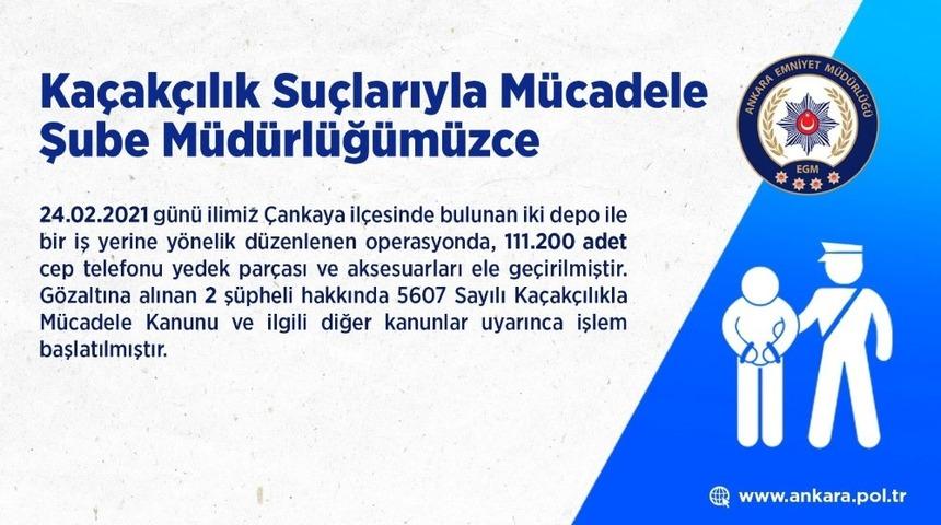 Başkentte ka&ccedil;ak&ccedil;ılara ağır darbe