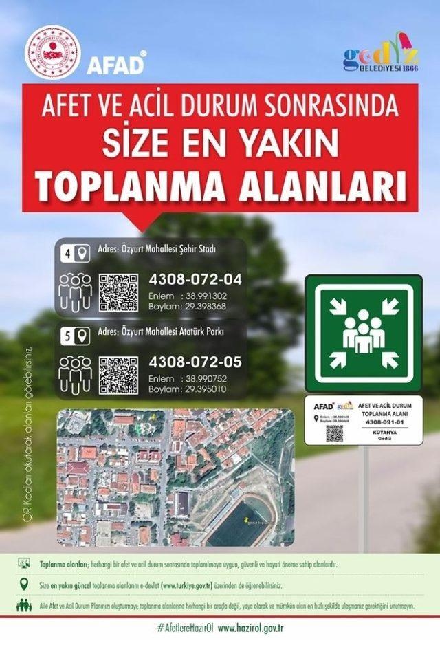 Gediz’de 16 adet toplanma ve geçici barınma alanları