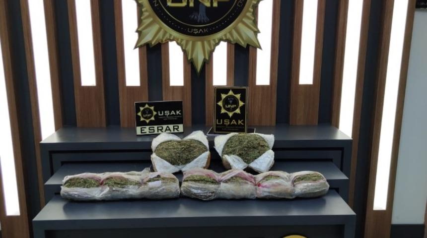 Uşak’ta 6 kilo 550 gram esrar ele geçirildi